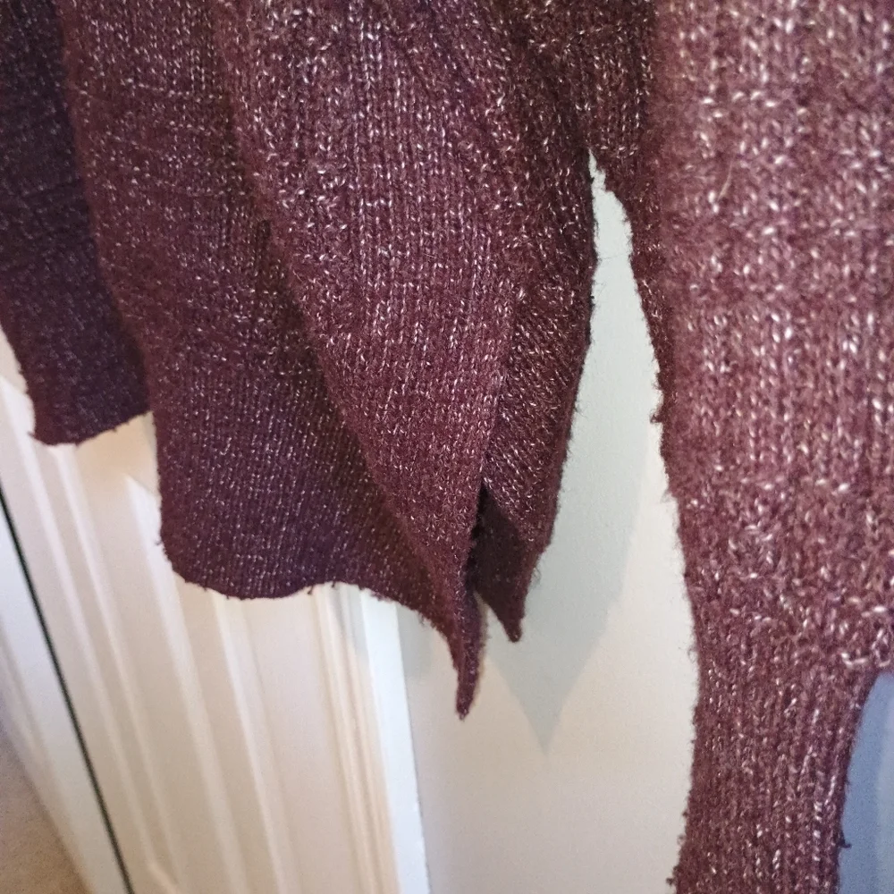 Lucky Brand Women’s Oversized‎ Mock Neck Sweater Wine Textured Knit Size Medium